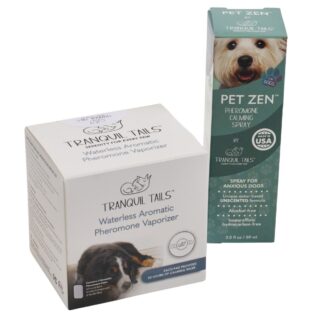 Tranquil Tails pheromone diffuser and calming dog spray
